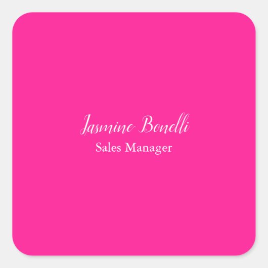 Professioneel Modern Minimalistisch Diep Roze Vierkante Sticker (Voorkant)