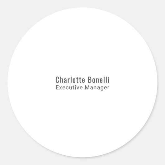 Professioneel Modern Minimalistisch Eenvoudig Ronde Sticker (Voorkant)