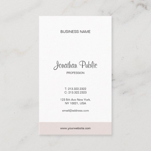 Professioneel Modern Minimalistisch Elegant Script Visitekaartje (Achterkant)