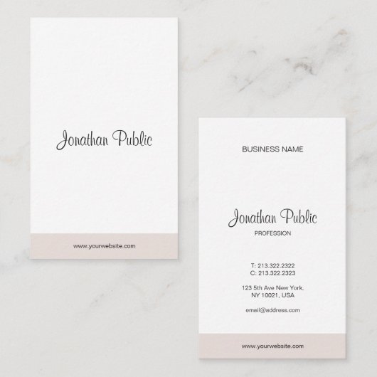 Professioneel Modern Minimalistisch Elegant Script Visitekaartje (Voorkant / Achterkant)
