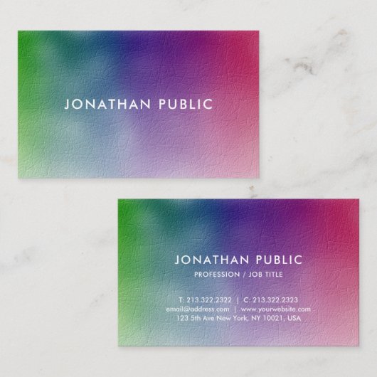 Professioneel Modern Minimalistisch Kleurrijk Eleg Visitekaartje (Voorkant / Achterkant)