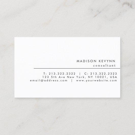 Professioneel modern minimalistisch monogram visitekaartje (Achterkant)