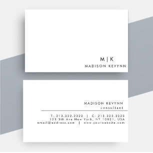 Professioneel modern minimalistisch monogram visitekaartje