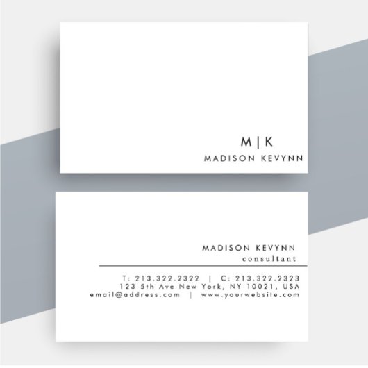 Professioneel modern minimalistisch monogram visitekaartje