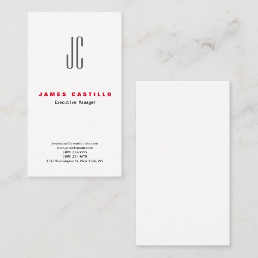 Professioneel modern minimalistisch monogram visitekaartje (Voorkant / Achterkant)