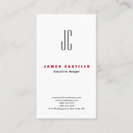 Professioneel modern minimalistisch monogram visitekaartje (Voorkant)