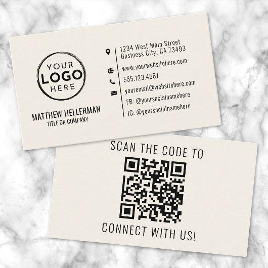 Professioneel Modern Minimalistisch QR Code Logo C Visitekaartje