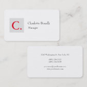 Professioneel modern minimalistisch rood monogram visitekaartje (Voorkant / Achterkant)