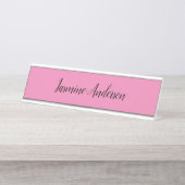 Professioneel modern minimalistisch roze bureau naambordje (Voorkant)