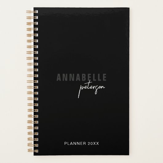 Professioneel Modern Minimalistisch Script Zwart A Planner (Voorkant)