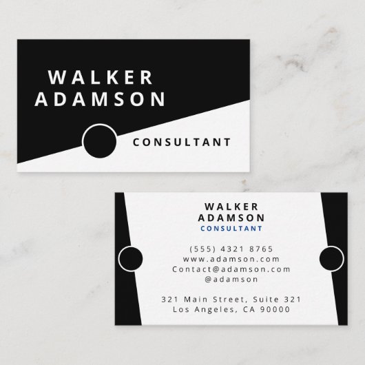Professioneel Modern Minimalistisch Wit & Zwart Visitekaartje (Voorkant / Achterkant)