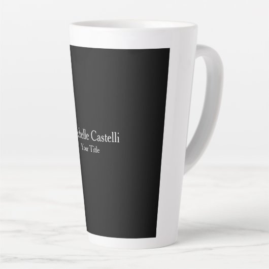 Professioneel, modern minimalistisch zwart grijs latte mok (Rechterhoek)