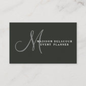 Professioneel, modern monogram blauw en wit visitekaartje (Voorkant)