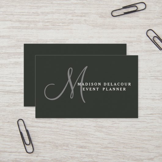 Professioneel, modern monogram blauw en wit visitekaartje (Voorkant / Achterkant in situ)