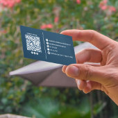 Professioneel Modern Monogram Blauwe QR-code  Visitekaartje