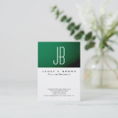 Professioneel modern Monogram Eenvoudig Groen Wit Visitekaartje (Staand voorkant)