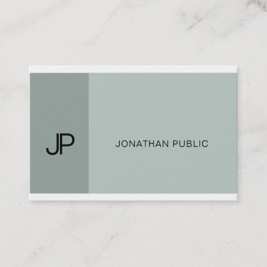 Professioneel modern Monogram Elegant Blue Green Visitekaartje (Voorkant)
