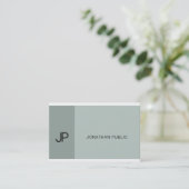 Professioneel modern Monogram Elegant Blue Green Visitekaartje (Staand voorkant)