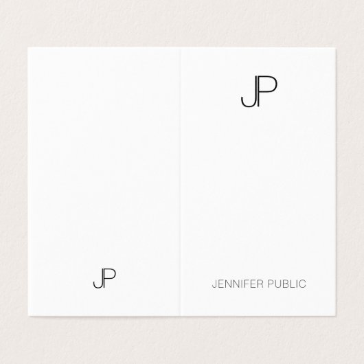 Professioneel Modern Monogram Elegant Minimalist Visitekaartje (Buitenkant ongevouwen)