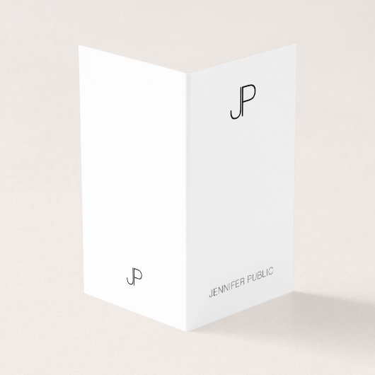Professioneel Modern Monogram Elegant Minimalist Visitekaartje (Buitenkant)
