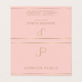 Professioneel modern monogram elegant roze goud visitekaartje (Buitenkant ongevouwen)