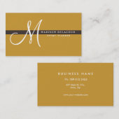 Professioneel, modern monogram, goud en wit visitekaartje (Voorkant / Achterkant)