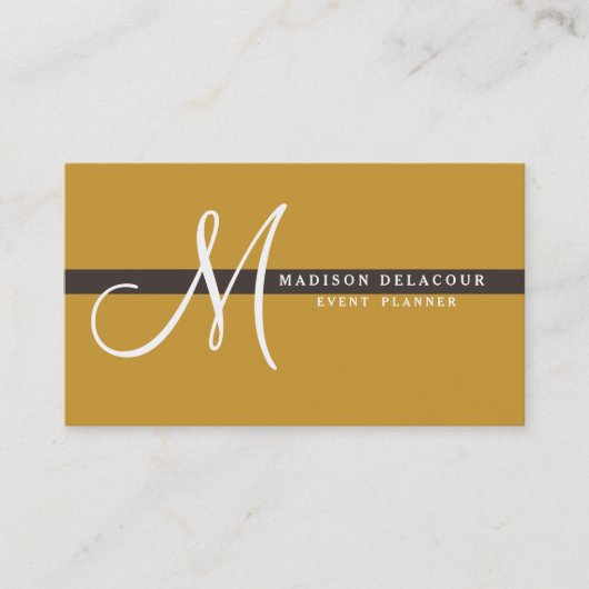 Professioneel, modern monogram, goud en wit visitekaartje (Voorkant)