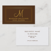Professioneel, modern monogram, goud en wit visitekaartje (Voorkant / Achterkant)