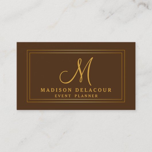 Professioneel, modern monogram, goud en wit visitekaartje (Voorkant)