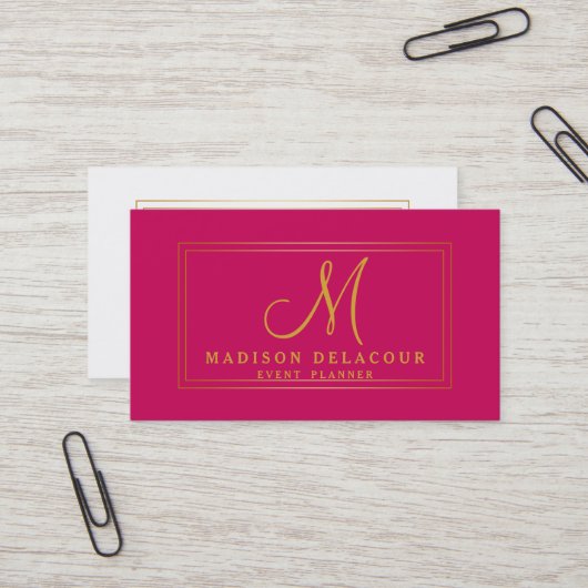 Professioneel, modern monogram, goud en wit visitekaartje (Voorkant / Achterkant in situ)