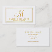 Professioneel, modern monogram, goud en wit visitekaartje (Voorkant / Achterkant)