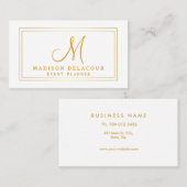 Professioneel, modern monogram, goud en wit visitekaartje (Voorkant / Achterkant)