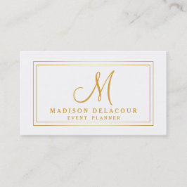 Professioneel, modern monogram, goud en wit visitekaartje