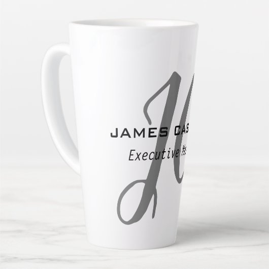 Professioneel Modern Monogram Kalligrafie Script Latte Mok (Linkerhoek)