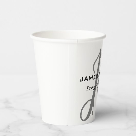 Professioneel Modern Monogram Kalligrafie Script Papieren Bekers (Rechts)