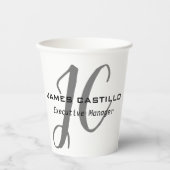 Professioneel Modern Monogram Kalligrafie Script Papieren Bekers (Voorkant)