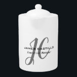 Professioneel Modern Monogram Kalligrafie Script Theepot<br><div class="desc">Minimalistisch modern modern,  modern design</div>