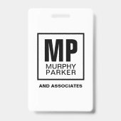 Professioneel modern monogram Logo Foto werknemer Badge (Achterkant)