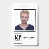 Professioneel modern monogram Logo Foto werknemer Badge (Voorkant)