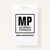 Professioneel modern monogram Logo Foto werknemer Badge (Achterkant)