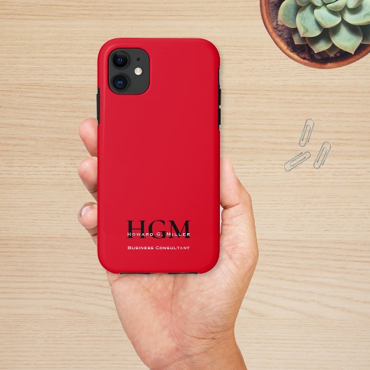 Professioneel modern monogram Logo Rood zwart Case-Mate iPhone Case