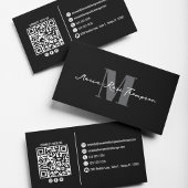 Professioneel Modern Monogram Minimaal QR-code  Visitekaartje