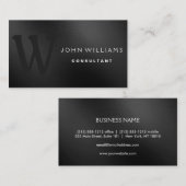 Professioneel modern monogram op zwart metaal visitekaartje (Voorkant / Achterkant)