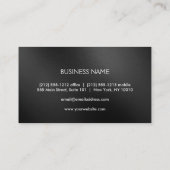 Professioneel modern monogram op zwart metaal visitekaartje (Achterkant)