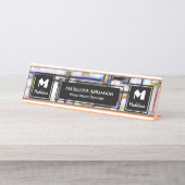 Professioneel Modern Monogram Personaliseren Bureau Naambordje (Voorkant)