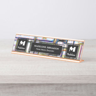 Professioneel Modern Monogram Personaliseren Bureau Naambordje