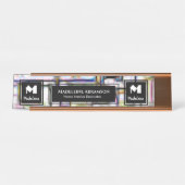Professioneel Modern Monogram Personaliseren Bureau Naambordje (Voorkant)