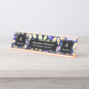 Professioneel Modern Monogram Personaliseren Bureau Naambordje