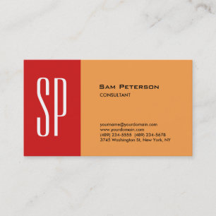 Professioneel modern monogram rood Sinaasappel Visitekaartje