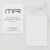Professioneel modern Monogram White Visitekaartje (Voorkant / Achterkant)